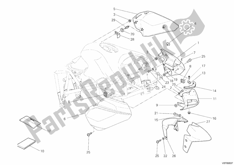 All parts for the Fairing of the Ducati Multistrada 620 Dark 2006